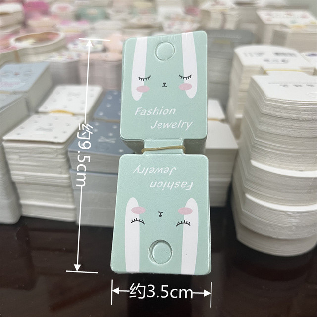 Kraft Paper Packing Tag Cards for Handmade Hair Jewelry Display Cute Bear Cat Face Stamp Paper Hairband Hanging Price Tag