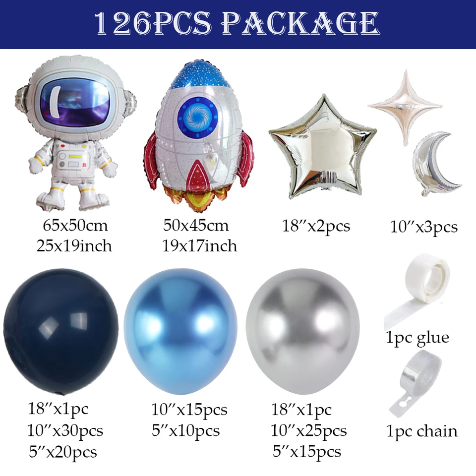 Creative Converting Space Blast 18" Metallic Balloon - Happy Birthday Rocket & Planets Design For Space-Themed Parties