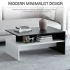 Two-Tone Color Geometric Shape Sofa End Table with Storage Shelving, Black/White 4