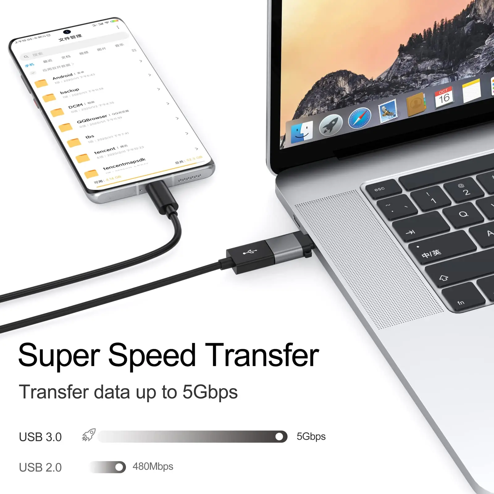 DteeDck USB C to USB 어댑터 USB-A 암-USB-C 수 변환기, USB 3.0 OTG 포트, 맥북 프로 에어, 아이패드 프로, 삼성 갤럭시용