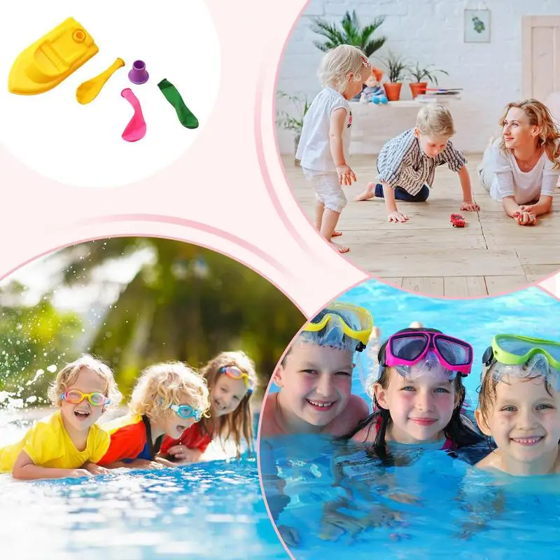 Balloon Powered Boat With 3 Balloons Boat Race Toy For Kids Bath Toys Funny Balloon Boat Racers Outdoor Pool Party Toys Gifts 5