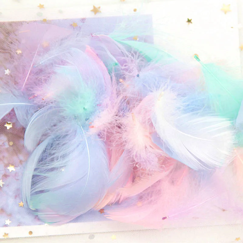 Goose Feathers Natural Goose Feathers 4-8cm Small Floating Colourful Swan Feather Plume for Craft Wedding Jewelry Home Decoration 100pcs