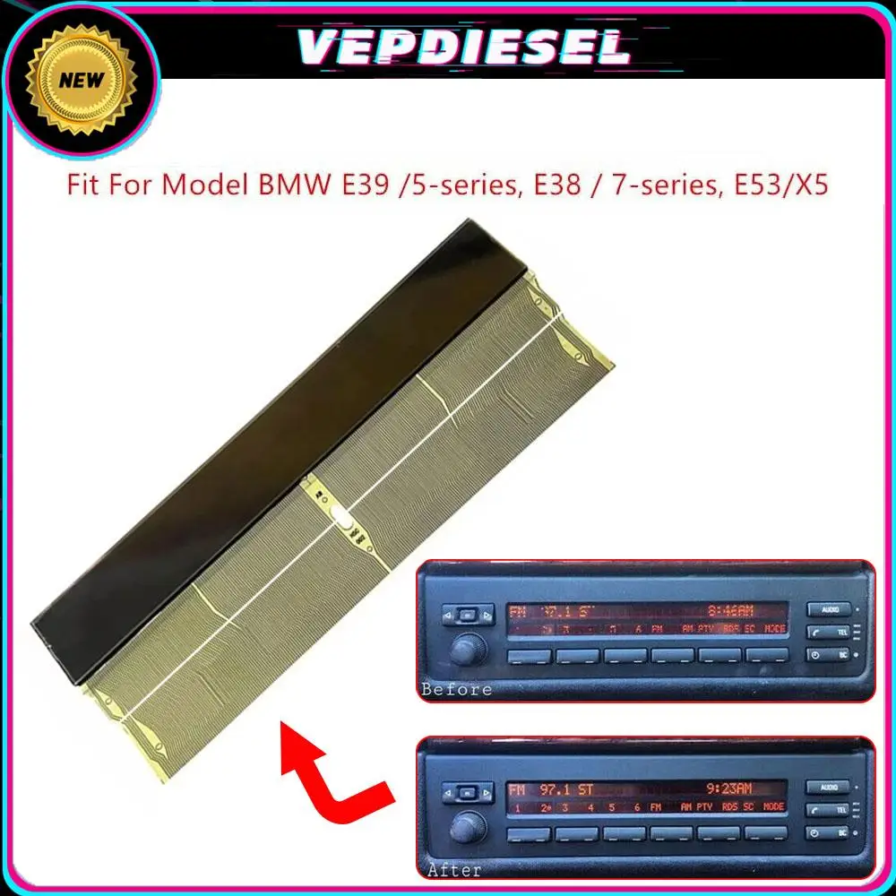 자동차 LCD 디스플레이 화면 수리 패널, BMW E53 E38 E39 5 및 7 시리즈 X5 미드 라디오 FM 자동차 액세서리 부품, 신제품, 1 개