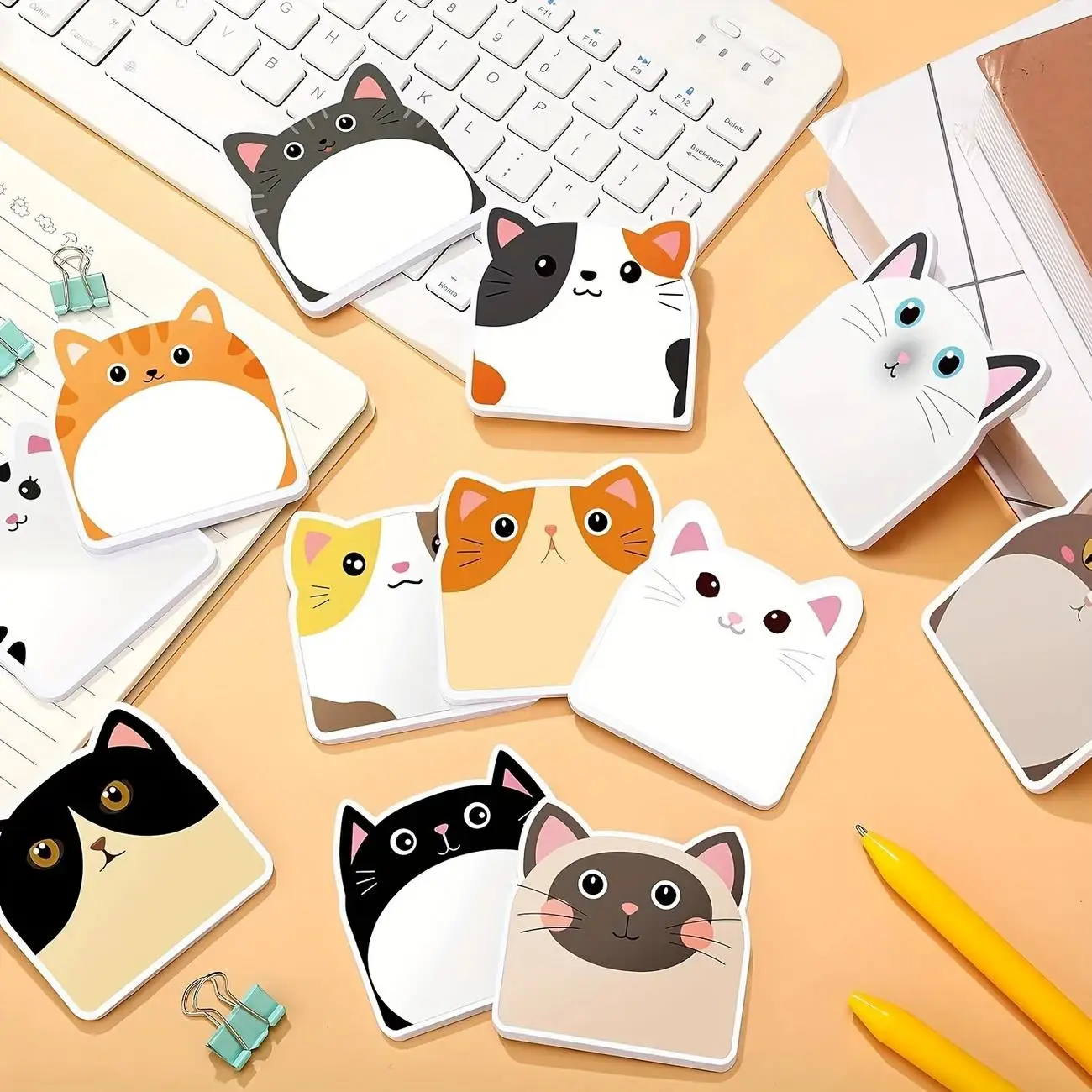 12pcs Sticky Notes Cute Cat, Creative Journal Convenience Stickers Suitable For Notebook And All Kinds Of Note Taking Occasions 3