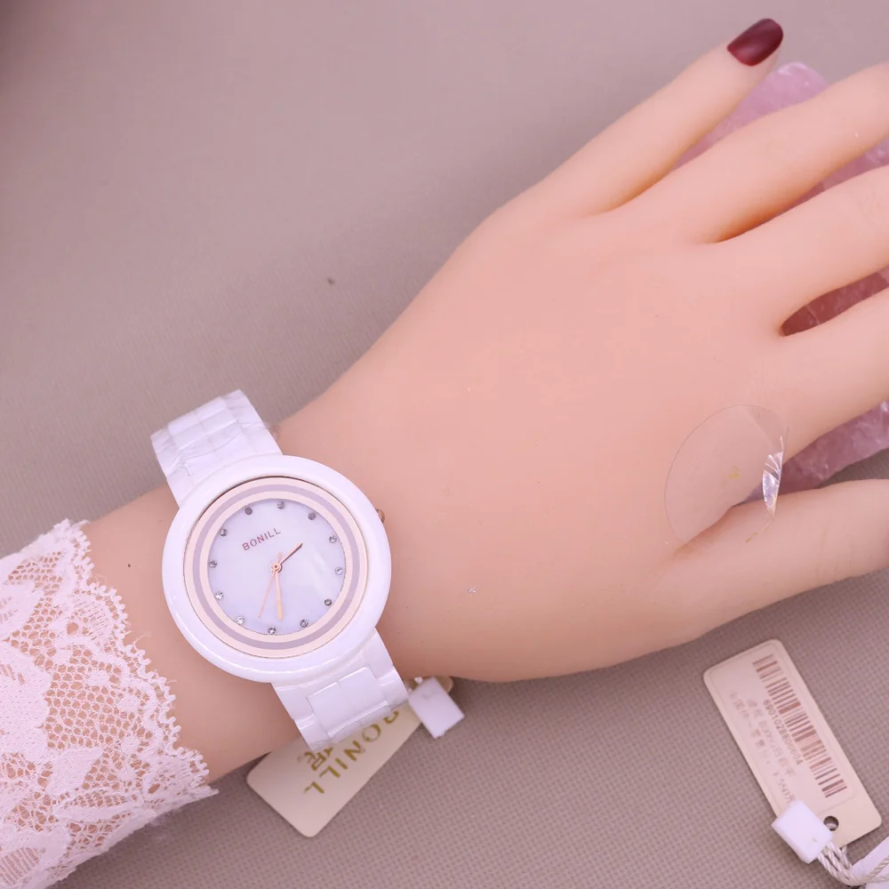 SALE!!! Discount Ceramic Watch Rhinestones Lady Men's Women's Watch Japan Mov't Hours Metal Bracelet Girl's Gift