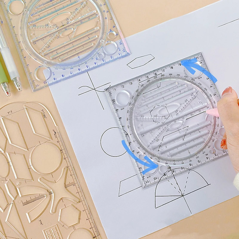 Ruler Set Ellipse Angle Geometric Drawing Template Circle Maker Multifunctional Ruler