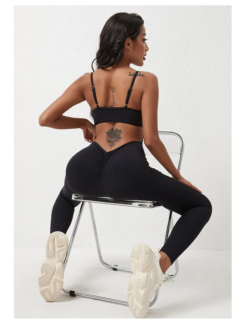 

Spring Summer Autumn Ins Ladies New Sexy Tight Breathable Hip Llift One-Piece Quick Dry Fitness Yoga Jumpsuit