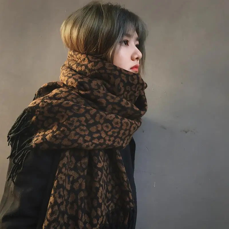 

Autumn and Winter Clothes Women Shawl Cloak Tassel Open Stitch Poncho Fashion Leopard Print Knit Cape Casual Outerwear T116