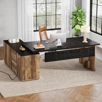 74.8 Executive Large Office with Cabinet, L Shaped Computer with Shelves and CPU Storage, Modern Home Office Desk 1