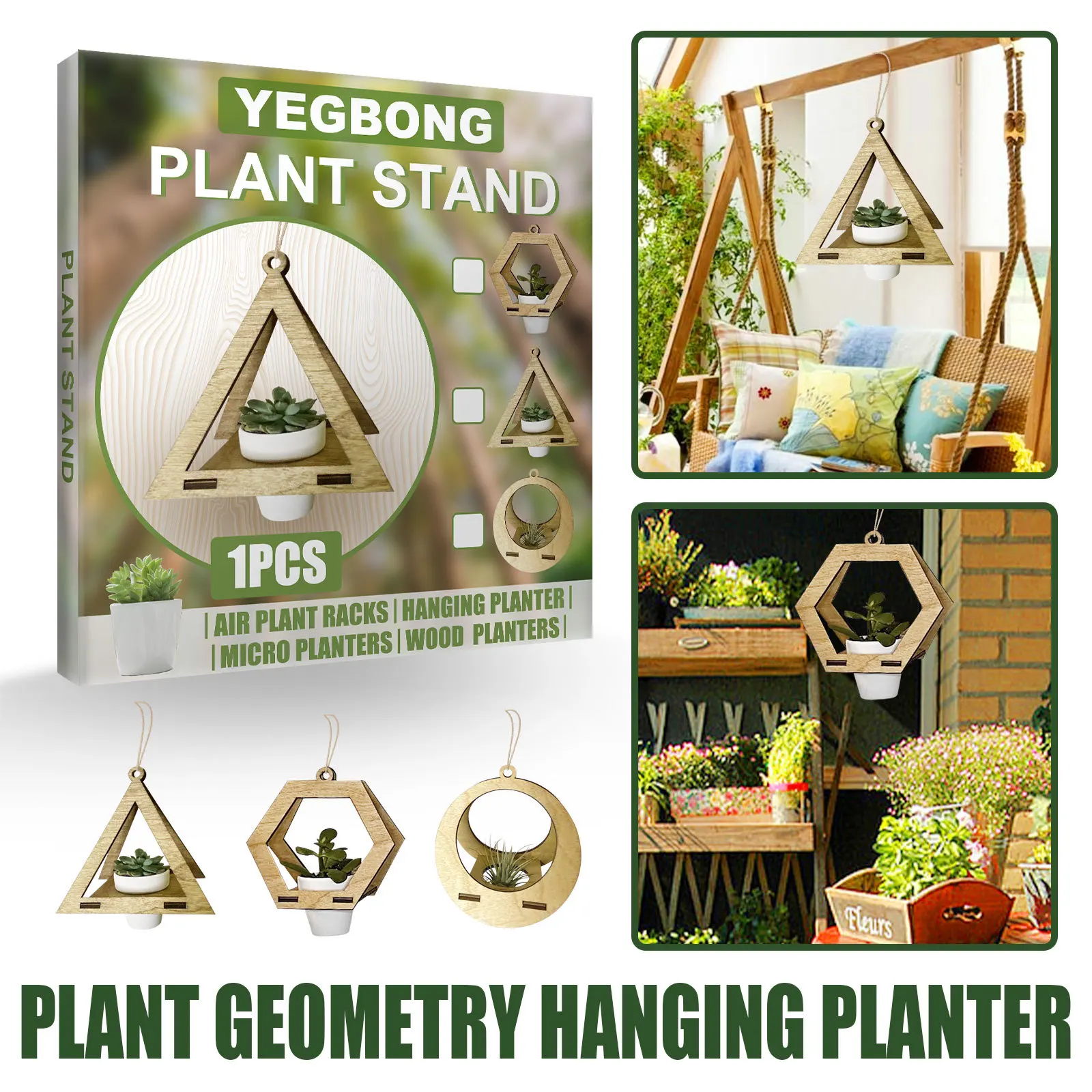 

Hanging Planters Geometric wood Plants Holder Home Decor Flower Pot Containers