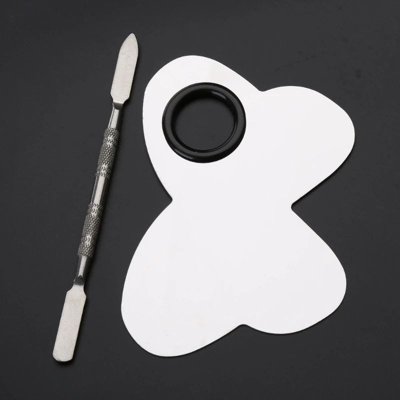 네일 아트 공급 Sc용 스테인레스 스틸 페인트 팔레트 트레이 혼합 막대 주걱 세트