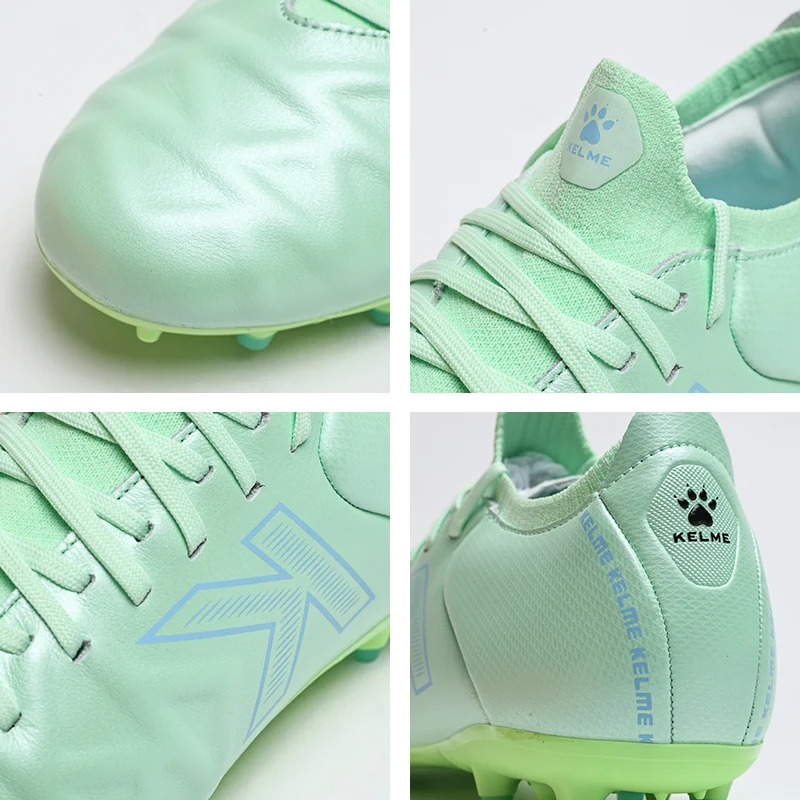 KELME 남성용 축구화, 송아지 가죽 MG 성인 대회 짧은 네일, 인공 잔디, 전문 훈련 축구화