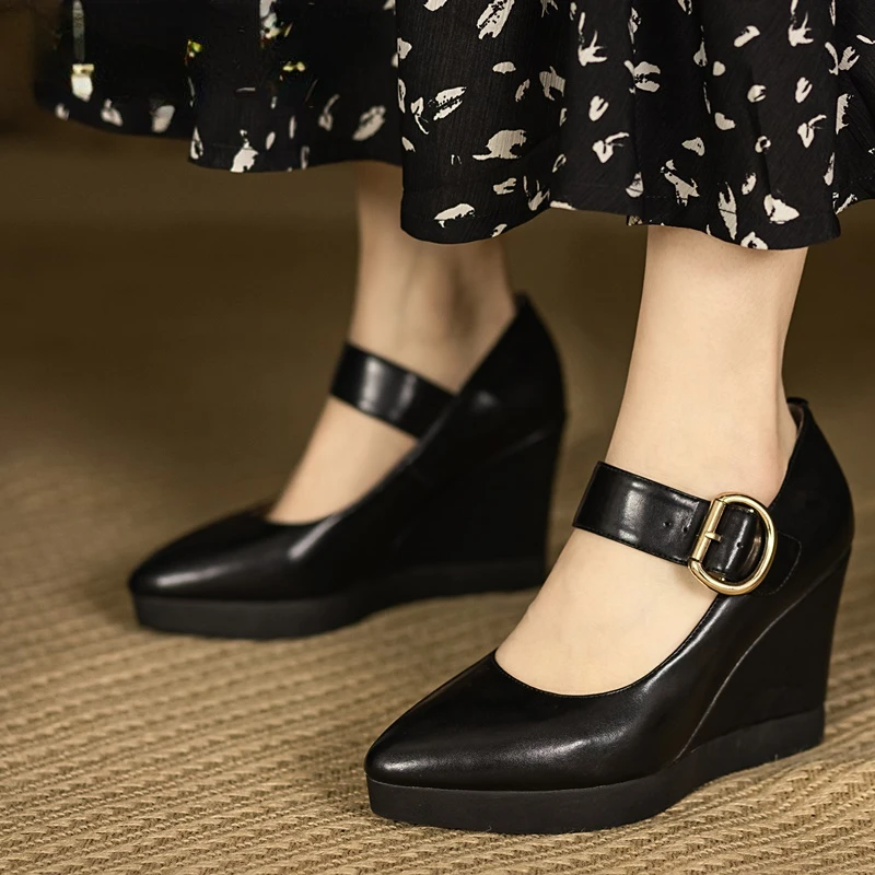 

2022 Women Autumn New Style Leisure Pumps Heels Pointed Toe Solid Color Concise Comfortable Office Lady Sheep Suede