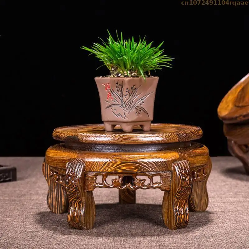 Solid Wood Handicraft Display Pedestal Mini Model Sculpture Base Flower Pot Vase Display Stand Plant Vase Base Classification