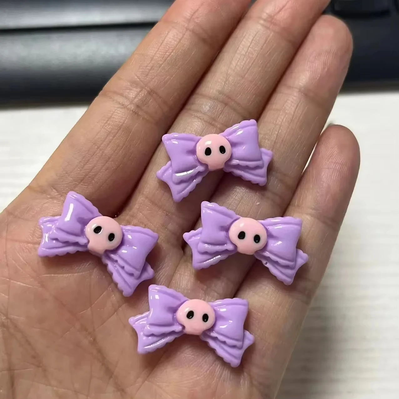 마카롱 컬러 해골 활 해골 송진, 수제 물컵, 헤어 웨어 액세서리, 장식 패치, DIY 네일 아트 장식, 매력, 10 개