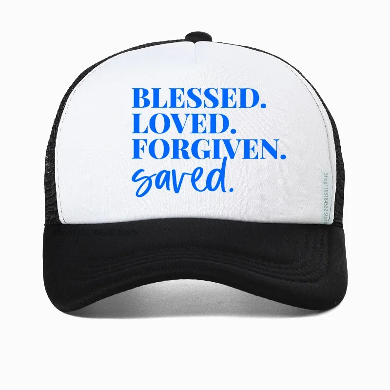 

BLESSED LOVED FORGIVEN SAVED lover Baseball cap fashion men women Valentine's Day Gift Hip-hop hat summer Mesh Trucker hats