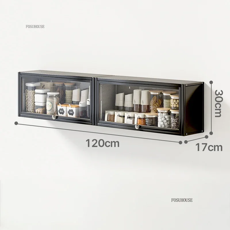 Modern Carbon Steel Kitchen Cabinets Home Spice Storage Cabinet Minimalist Multi-functional Wall-mounted Storage Kitchen Cabinet