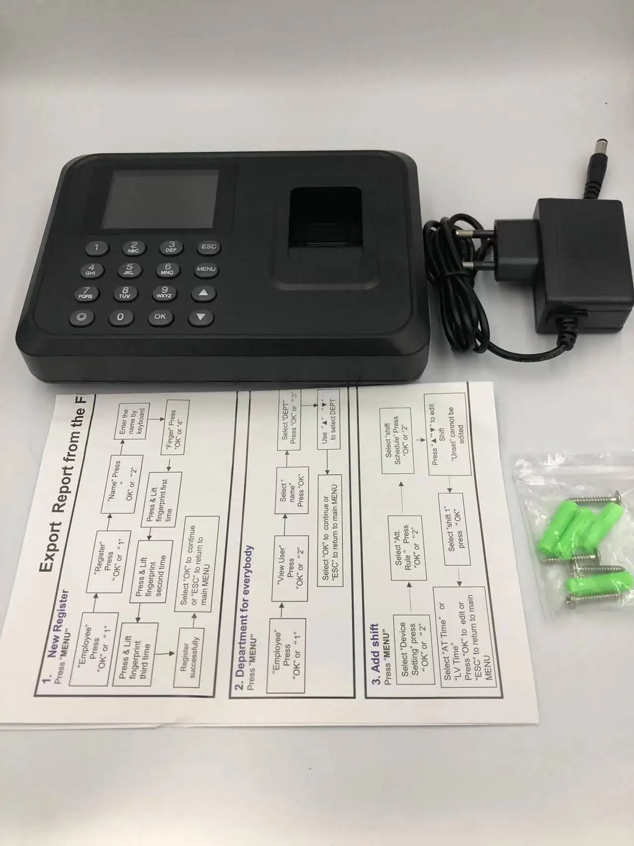2.8" TFT USB LCD Biometric Fingerprint Attendance Machine DC 5V/1A Time Recorder A-E260