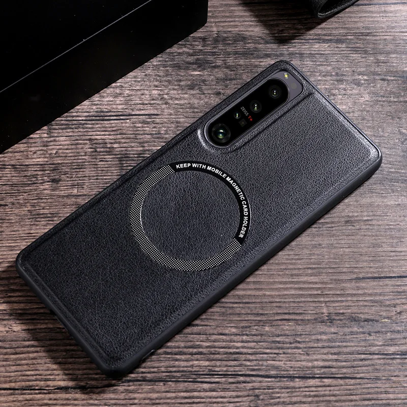 Premium PU Leather Shockproof Case with MagSafe Magnetic Wireless Charging Compatibility