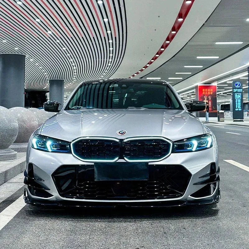 BMW 3 시리즈 G20 G21 LCI 2023-2025 320i 320d 330i 330d 330e M340i M340d용 LED 라이트 프론트 키드니 그릴 블랙 그릴