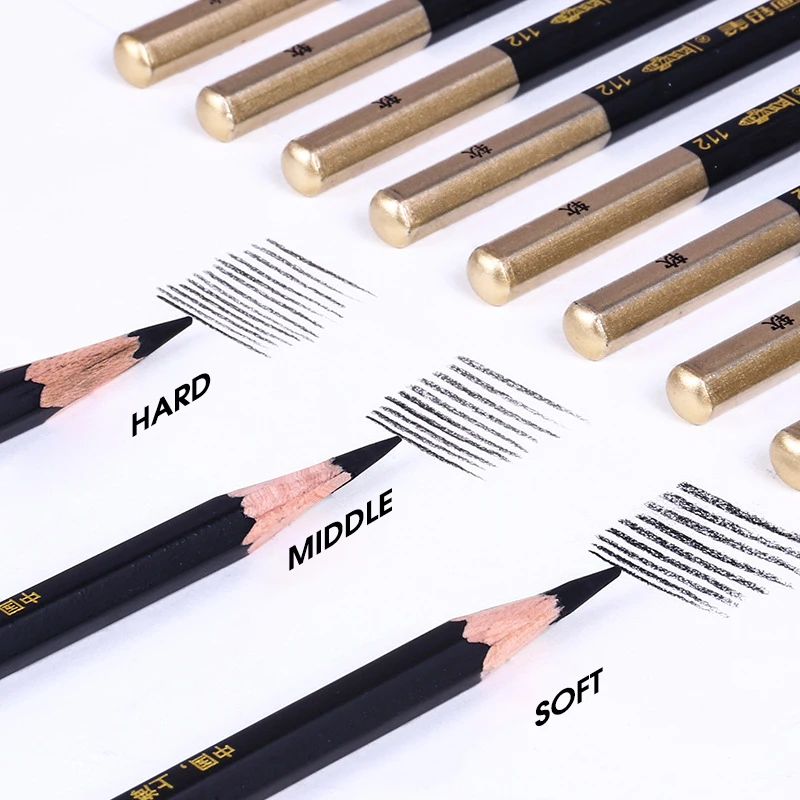 Sketch Charcoal pencils Hard Neutral Soft Refills Drawing Pencils Art Student Master Fine Arts Supplies 12pcs Box