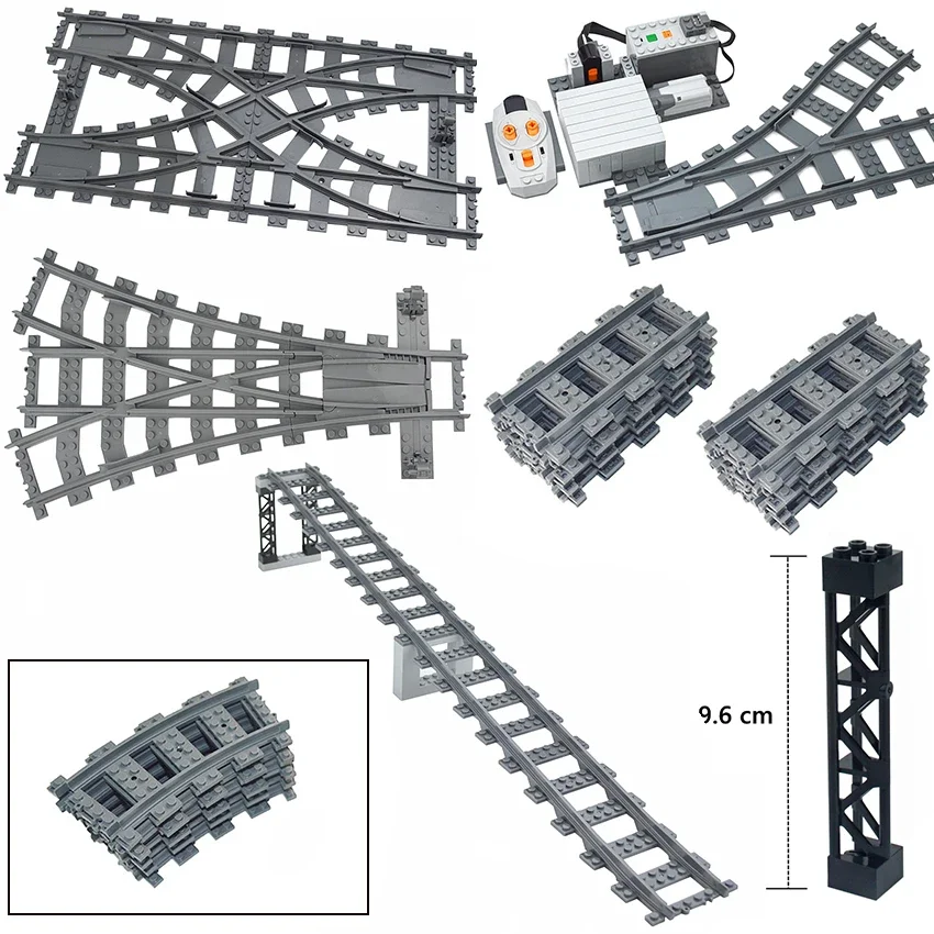 

City Track Trains Uphill Flexible Soft Tracks Building Block Forked Straight Curved Railway Bricks Model Construction Toy Gift