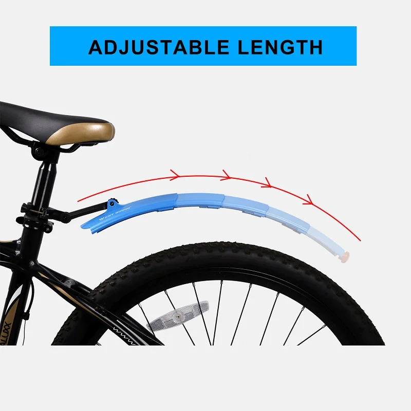 WEST BIKING Bicycle Fenders with Taillight Telescopic Front Rear Mudguards MTB Bike Accessories Bike Tail Light Cycling Fenders bicycle fender