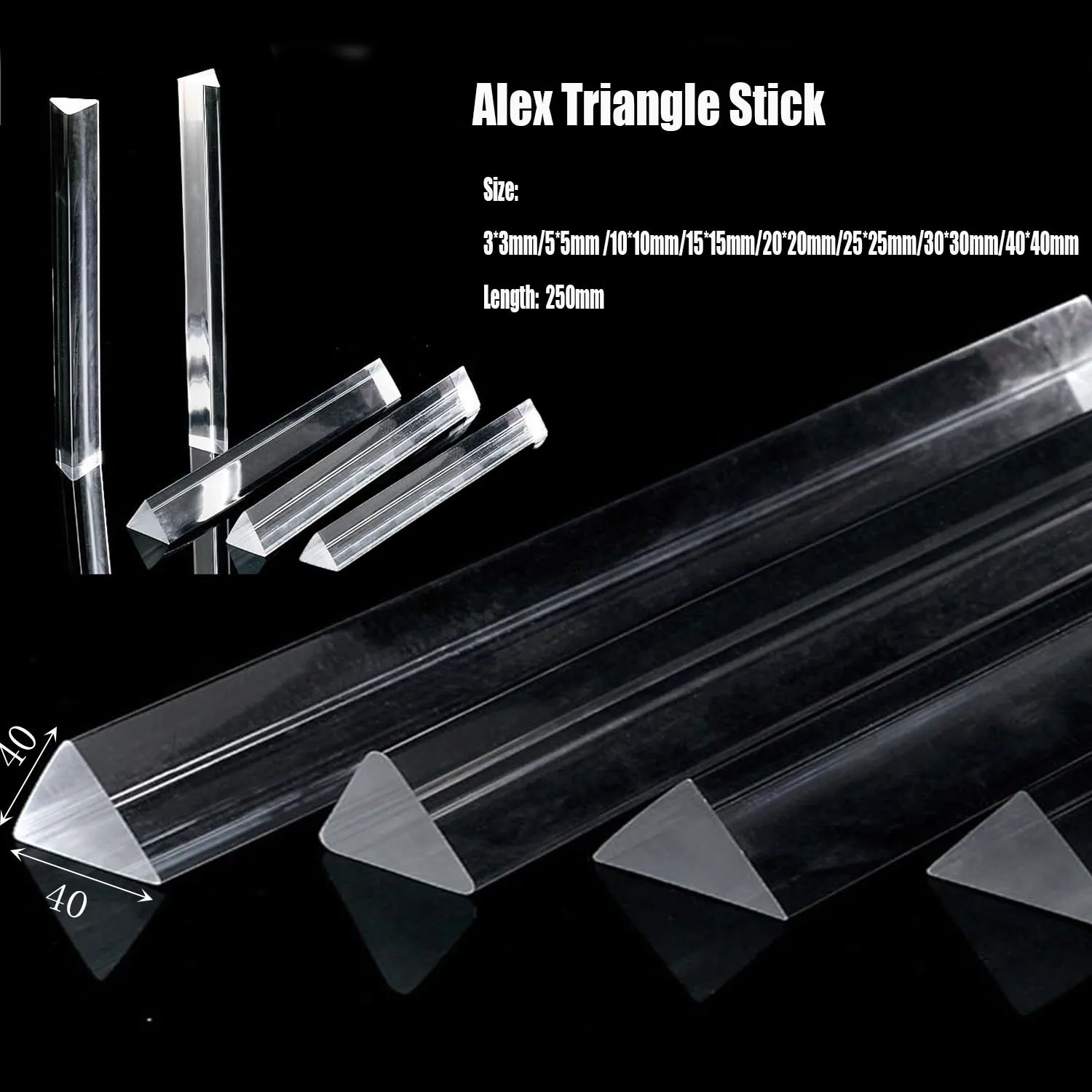 1–5 Stück DIY-Lichtleiterstab aus Acryl, dreieckige PMMA-Stange, 250 mm, für kreative Beleuchtungen und dekorative Strukturen, einfach zu formen