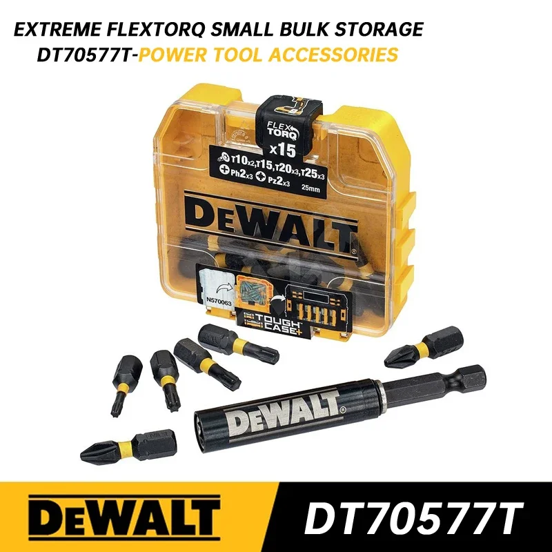 Dewalt Dt70577T-Qz Extreme Flextorq Small Bulk Storage Con Set Di Punte Di Torsione Da 15 Pezzi Set Misto Accessori Per Elettroutensili Dt70577