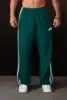 Men's sports pants with double striped patchwork printed casual runner mid waist straight leg pants 1