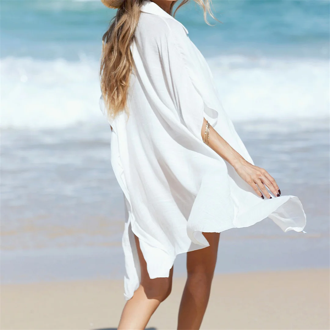 Short Sleeve Long Shirt Top Blouse Tunic Beach Dress S6a4e334c86364bca987067f0fdadc464y