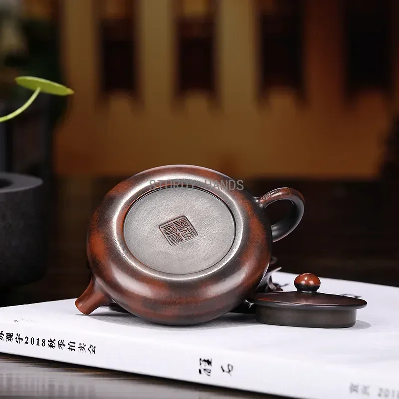 130ml Yixing purple clay teapot original ore red mud spoon handmade ball hole filter brewing teapot tea