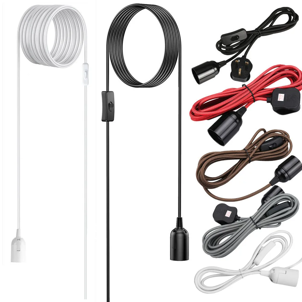2/3/4m UL Approval Extension Hanging Light Cord with On-Off Switch Suitable E27 Socket for Grow Plant Ceiling Pendant Lights pendant lights ceiling light pendant lamp rope pendant lamp power cords