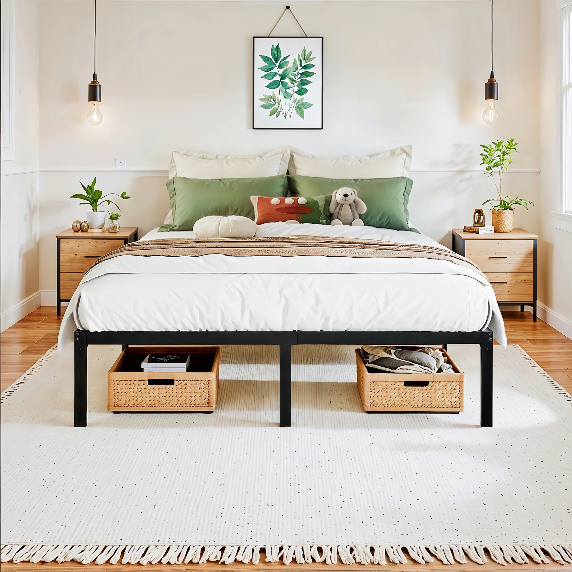 HOOMIC 14" Twin/Full/Quen/King Metal Platform Bed Frame with Storage Space, No Box Spring Needed, Easy Assembly HOOMIC 14" Twin/Full/Quen/King Metal Platform Bed Frame with Storage Space, No Box Spring Needed, Easy Assembly