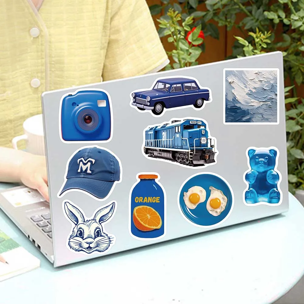 Autocollants Ours De Dessin Animé Style Ins Bleu, 50 Pièces, Scrapbook Pour Bouteille D'eau, Ordinateur Portable, Skateboard, Scrapbook, Bagages, Jouet Pour Enfants