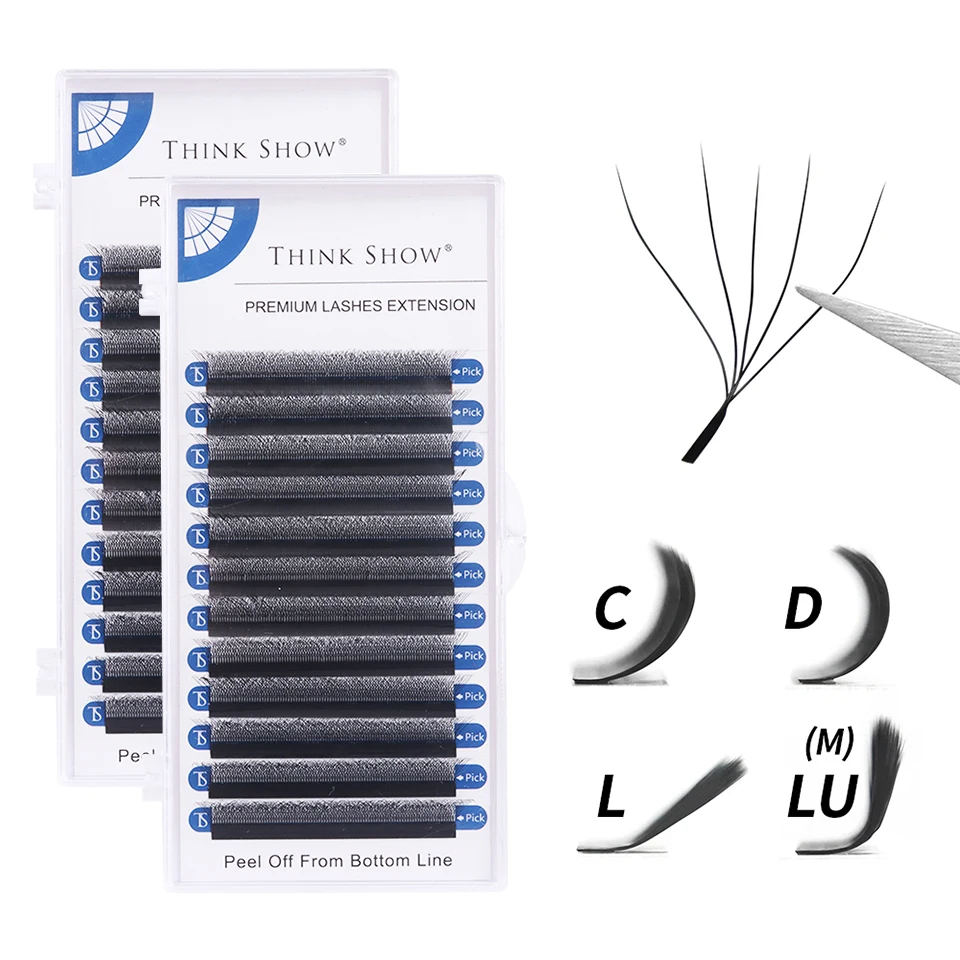 

5D W Shape High Quality Lashes B/C/D/CC Curl Eyelashes Extension Premade Volume Fans Natural Soft False Eyelashes