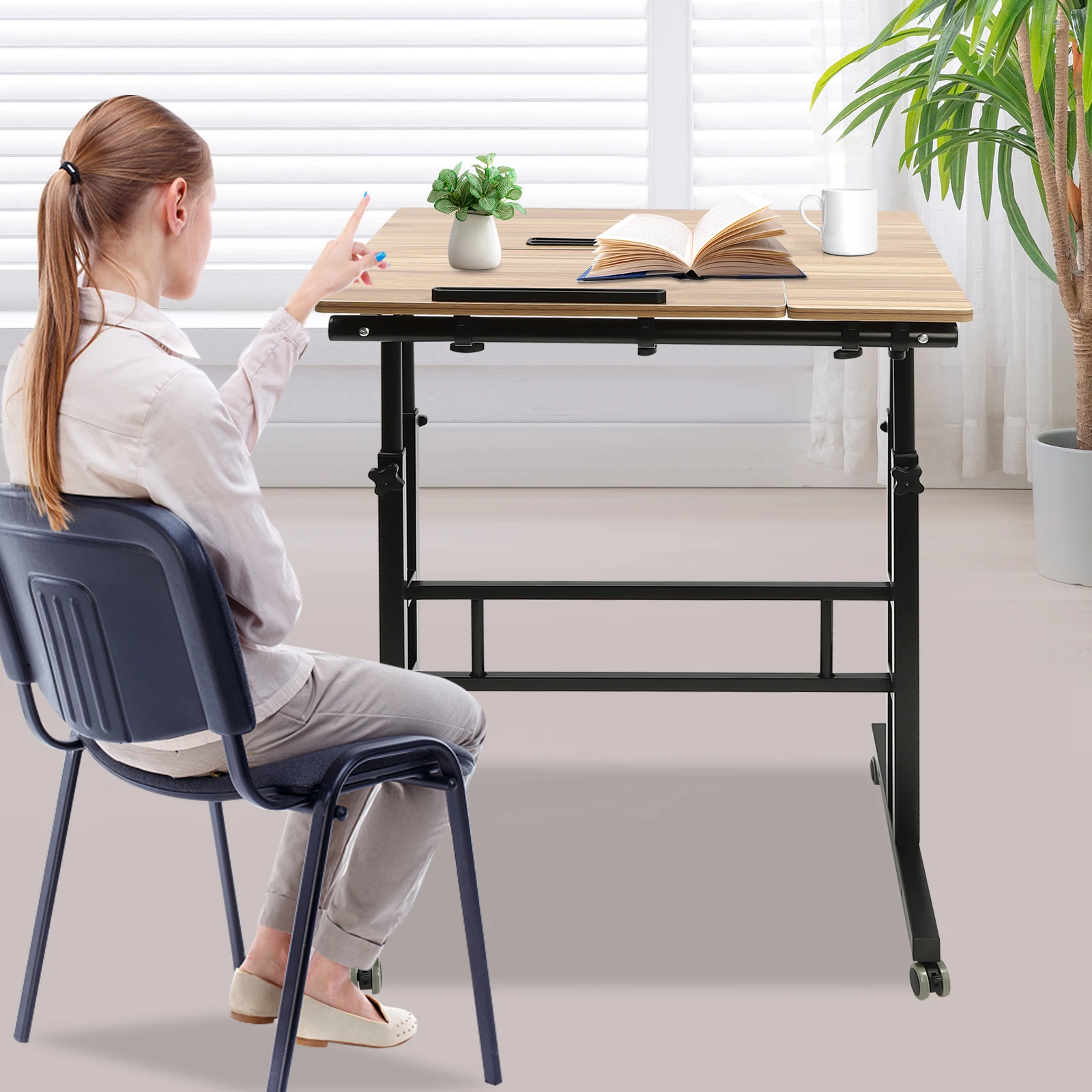 Height Adjustable Standing Desk, Standing and Seating, 2 Modes, Tilting Tabletop and Flexi, Home and Office Desk portable humidifier 250ml essential oil diffuser 2 modes usb auto off with led light for home car mist maker face steamer