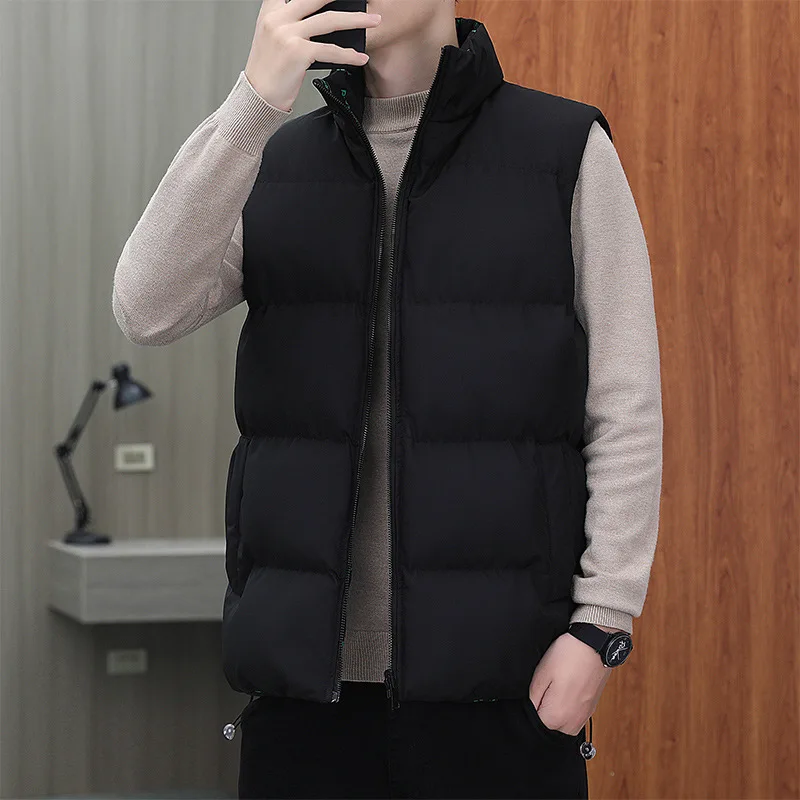 Men\'s Vest Jacket Autumn Winter Warm Sleeveless Jacket Casual Stand Collar Vest Trend Men\'s High Quality Sports Coat Vest