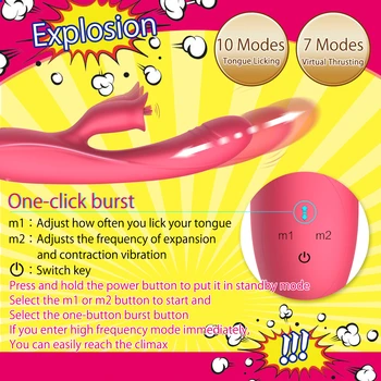 7 Modes Virtual Thrust Vibrator for Women Sex Toy Adult Female Masturbation Tongue Licking Clitoral Rabbit Dildo Vibrators Woman 2