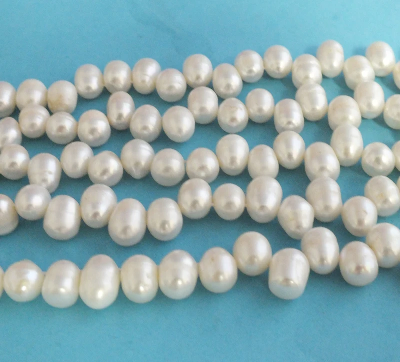 

5 shares/lot 8-9MM white water droplets shape dance Pearl Loose Beads 15"