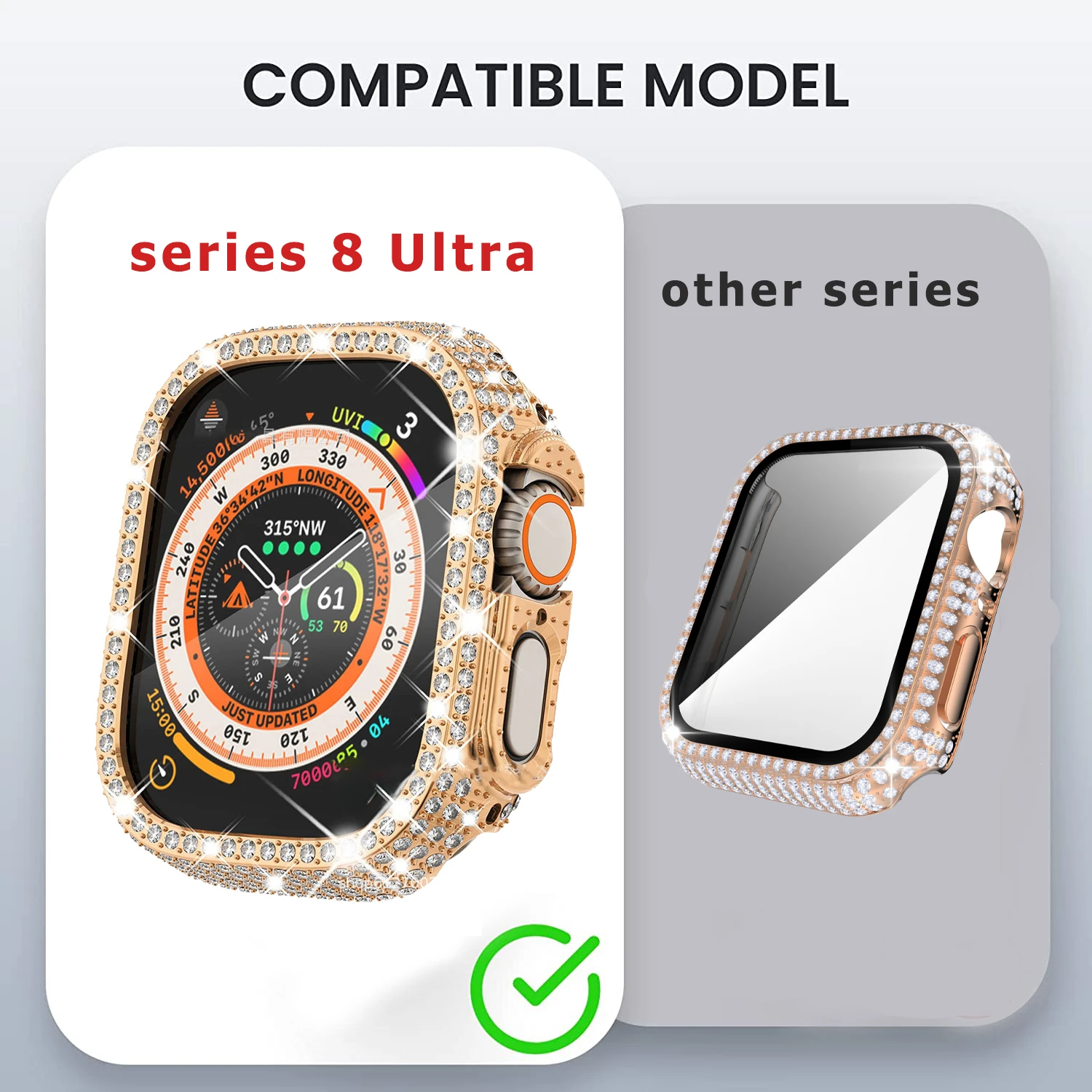 Luxury Diamond Watch Case with Built-in Tempered Glass Cover
