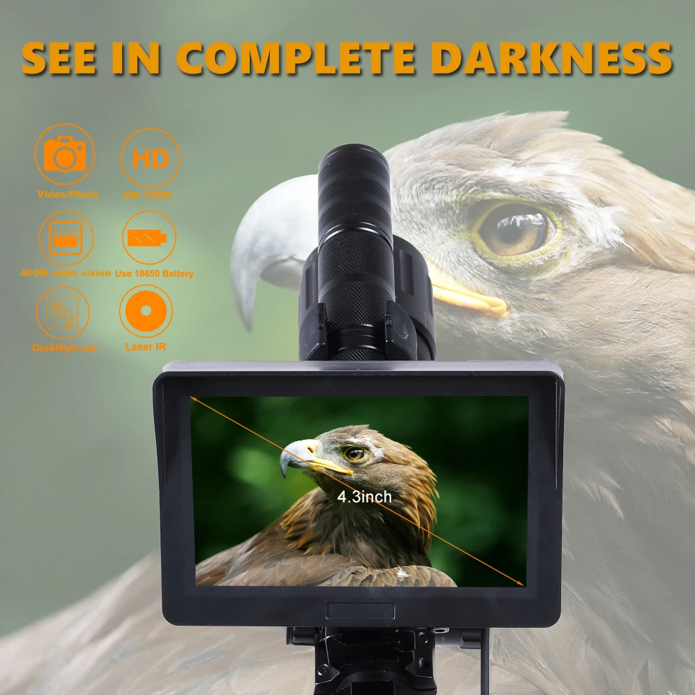 Megaorei Night Vision Riflescopes 4.3 inch Display Infrared Flashlight HD 720P Video Recording DIY Hunting Night Vision Device 2 night vision riflescope