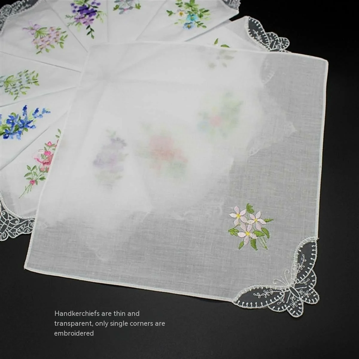 4pcs/lot White embroidered handkerchief pure cotton women's embroidery lace single corner handkerchief handkerchief