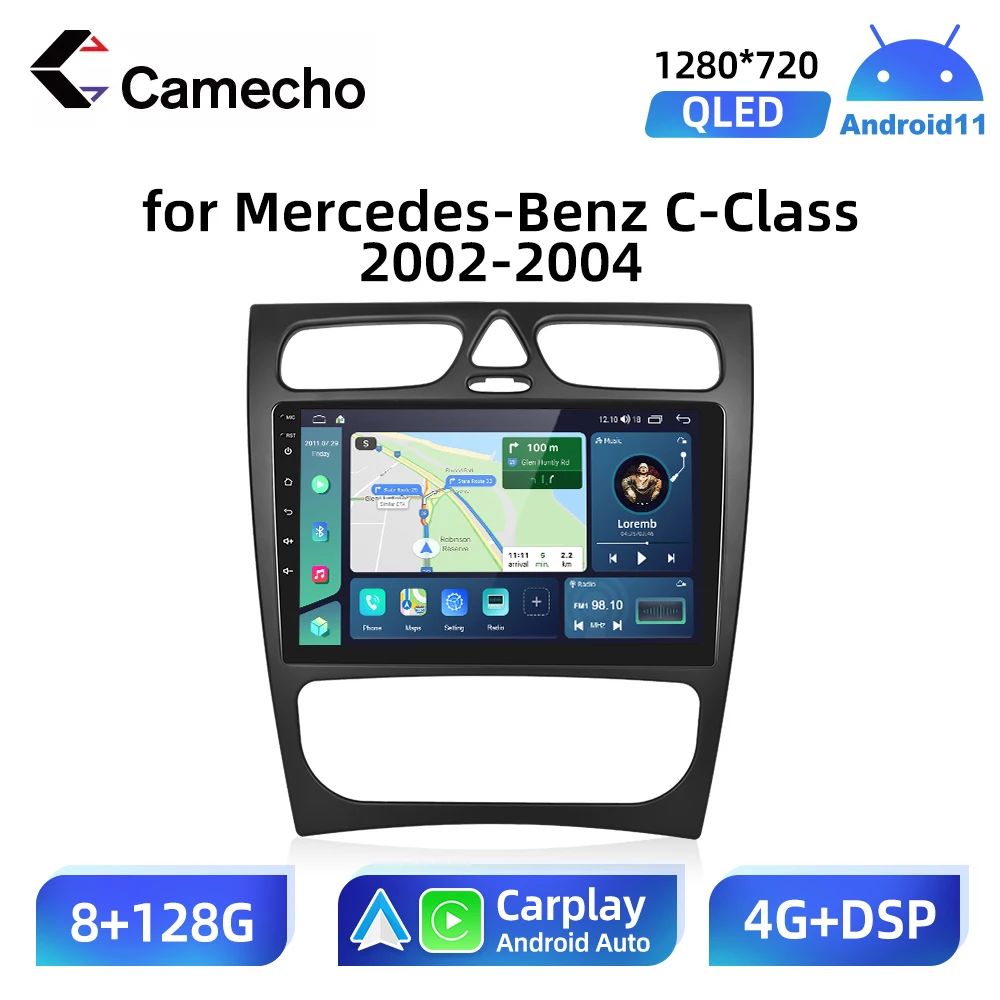 

Camecho Android 11 for Mercedes-Benz C-Class W203 C200 C320 C350 CLK W209 2002 - 2004 Car Multimedia Radio 2Din Video GPS No DVD