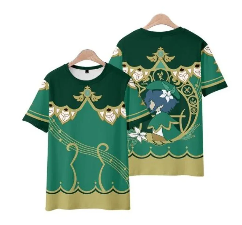 Anime Genshin Impact Barbatos Venti 3D Print T Shirt Women Men Summer O-neck Short Sleeve Funny Tshirt Graphic Tees Cosplay 2024