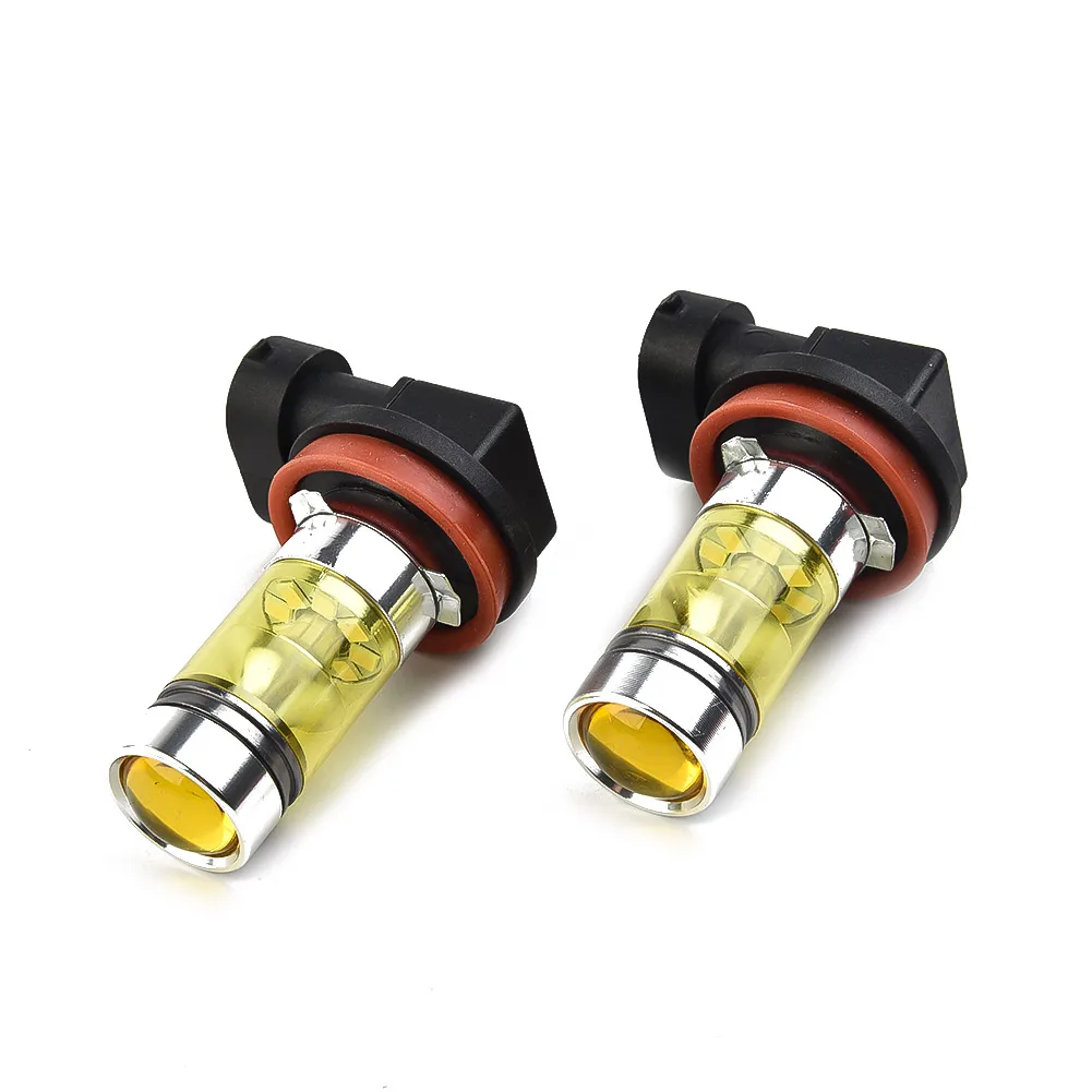 Lâmpadas de nevoeiro amarelo Super Bright LED, H11, H8, 4300K, 100W, 1500lm, Day Running, Lâmpada do carro, Acessórios de iluminação, Conjunto de 2 pcs