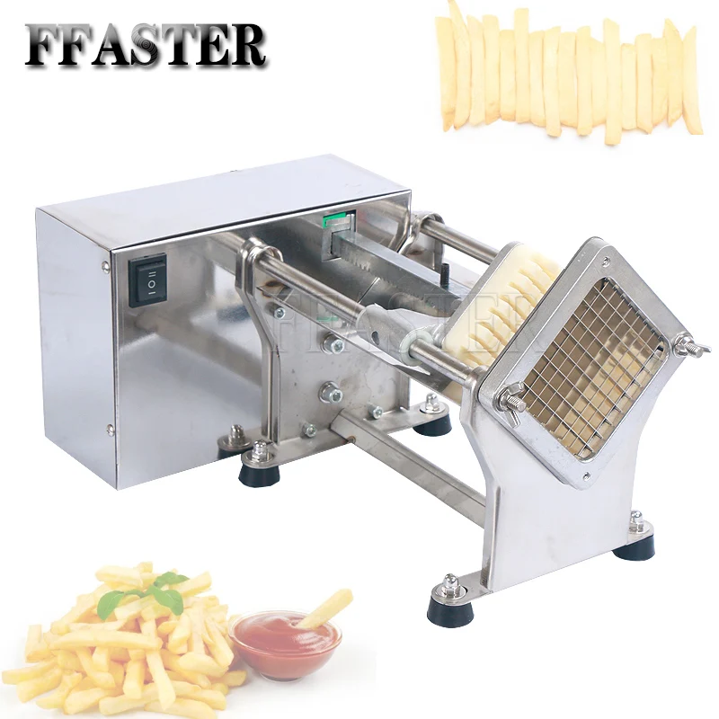 Electric Potato Chips Cutter French Fries Vegetable Cutting Machine 3 Blades Stainless Steel Durable Power 60W