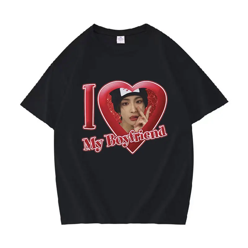 

Korean Band Ateez I Love My Boyfriend Graphic T-shirt Men Women's Casual Cotton Oversized T-shirts Kpop Fashion Clothing T Shirt