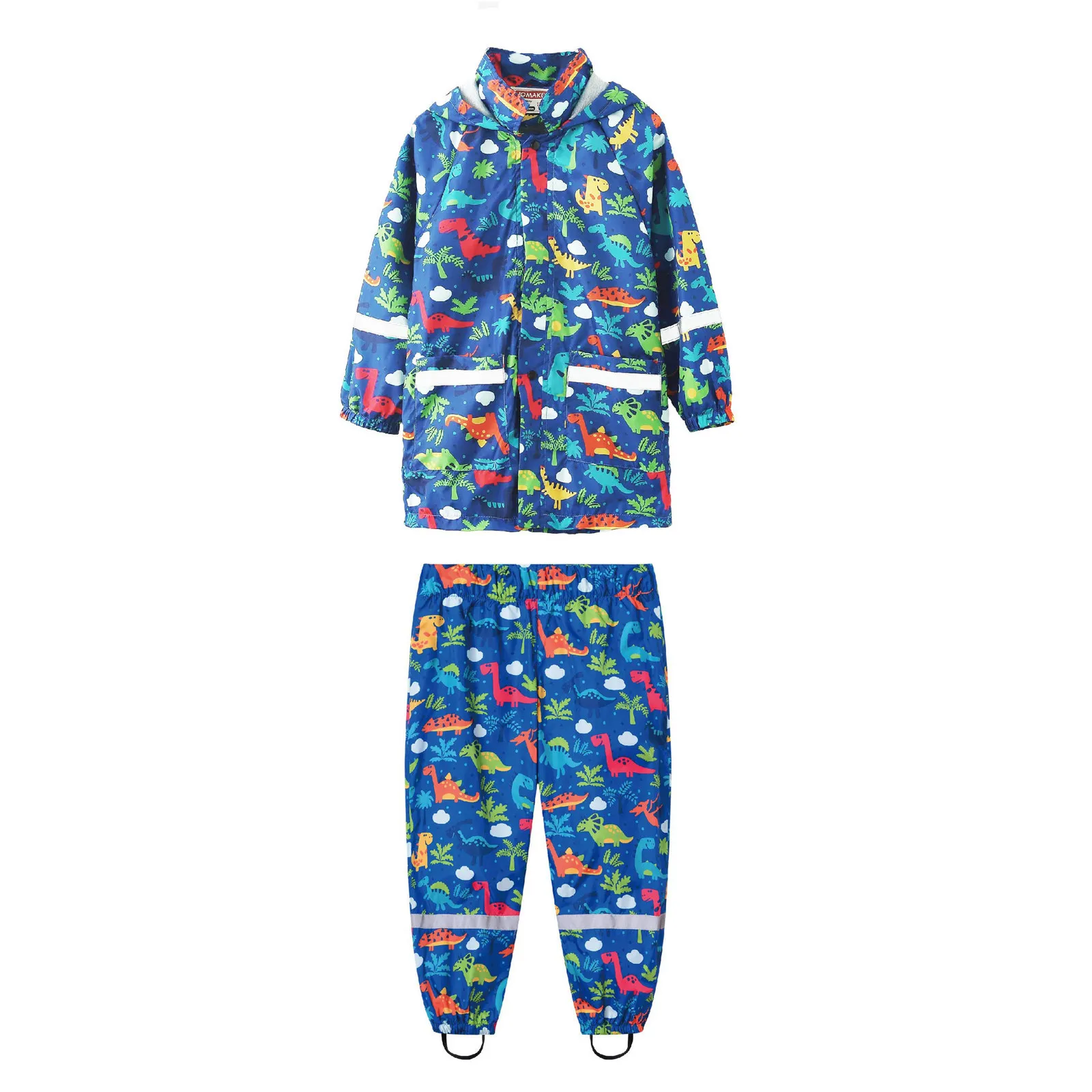 PU Waterproof Baby Boy Clothing Sets Outdoor Sport Girls Rain Suits Hooded Jacket Overall Chilren Costume Kids Tracksuit