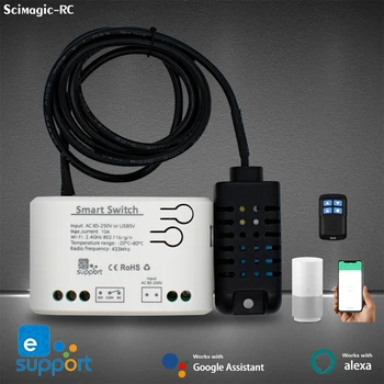 Intelligent eWelink Switch With Temperature Humidity Sensor ,Smart 10A 2000W RF433 Thermostat TH16 Monitoring Alexa Compatible 1